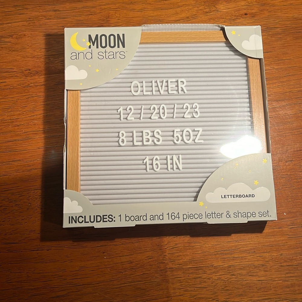 Moon and stars letter board